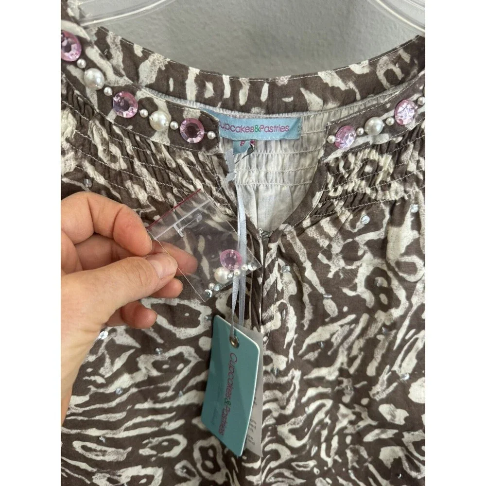 Cupcakes & Pastries Animal Print Jeweled Cotton Lined Girls Dress Size‎ 8